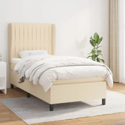 vidaXL Sommier à lattes de lit avec matelas Crème 80x200 cm Tissu - 80 x 200 cm