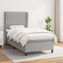 vidaXL Sommier à lattes de lit avec matelas - Gris clair 90x190 cm