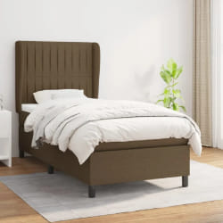 vidaXL Sommier à lattes et matelas 90x190 cm - Marron foncé tissu