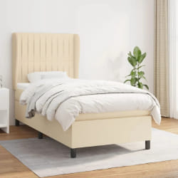 Vidaxl vidaXL Sommier à lattes de lit et matelas - Crème 90x190 cm Tissu