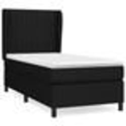 vidaXL Sommier à lattes de lit avec matelas Noir 90x200 cm Tissu - 90 x 200 cm