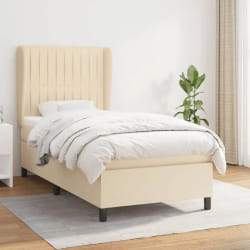 vidaXL 90x200 cm Cream Bed Frame with Mattress