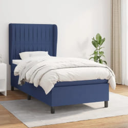 vidaXL Sommier à lattes de lit avec matelas Bleu 90x200 cm Tissu - 90 x 200 cm