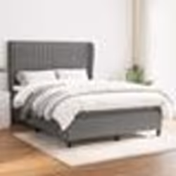 vidaXL Sommier à lattes de lit avec matelas Gris foncé 140x190cm Tissu - 140 x 190 cm