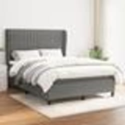 vidaXL Sommier à lattes de lit avec matelas Gris foncé 140x190cm Tissu - 140 x 190 cm