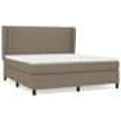 vidaXL Sommier à lattes de lit avec matelas Taupe 160x200 cm Tissu - 160 x 200 cm