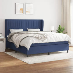 vidaXL Sommier à lattes de lit avec matelas Bleu 160x200 cm Tissu - 160 x 200 cm