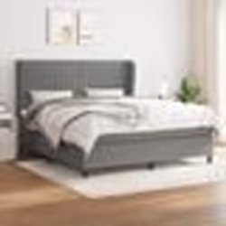 vidaXL Sommier à lattes de lit avec matelas Gris foncé 180x200cm Tissu - 180 x 200 cm