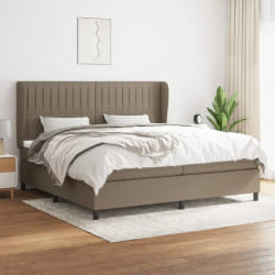vidaXL Sommier à lattes de lit avec matelas Taupe 200x200 cm Tissu - 200 x 200 cm