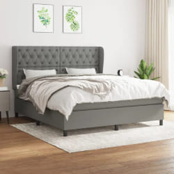 vidaXL Sommier avec Matelas - Gris Foncé 160x200 cm