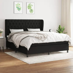 vidaXL Sommier à lattes de lit avec matelas Noir 160x200 cm Tissu - 160 x 200 cm