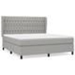 vidaXL Sommier à lattes de lit avec matelas Gris clair 180x200cm Tissu - 180 x 200 cm