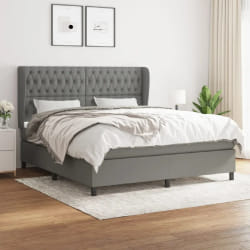 VIDA XL Sommier 180x200 cm - Gris foncé Tissu