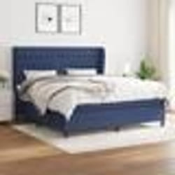 vidaXL Sommier à lattes de lit avec matelas Bleu 180x200 cm Tissu - 180 x 200 cm
