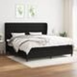vidaXL Sommier à lattes de lit avec matelas Noir 200x200 cm Tissu - 200 x 200 cm