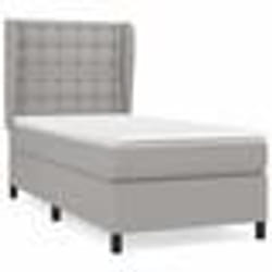 vidaXL Sommier à lattes de lit avec matelas Gris clair 90x200 cm Tissu - 90 x 200 cm