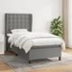 vidaXL Sommier à lattes de lit avec matelas Gris foncé 90x200 cm Tissu - 90 x 200 cm