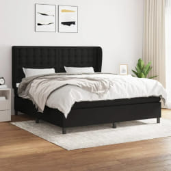 vidaXL Sommier à lattes de lit avec matelas Noir 160x200 cm Tissu - 160 x 200 cm