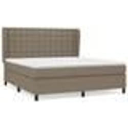 vidaXL Sommier à lattes de lit avec matelas Taupe 160x200 cm Tissu - 160 x 200 cm