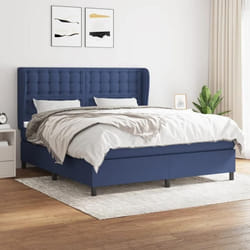 vidaXL Sommier à lattes de lit avec matelas Bleu 160x200 cm Tissu - 160 x 200 cm