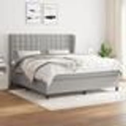 vidaXL Sommier à lattes de lit avec matelas Gris clair 180x200cm Tissu - 180 x 200 cm
