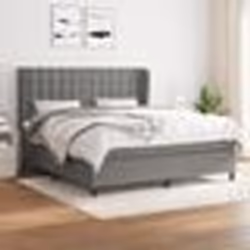vidaXL Sommier à lattes de lit avec matelas Gris foncé 180x200cm Tissu - 180 x 200 cm