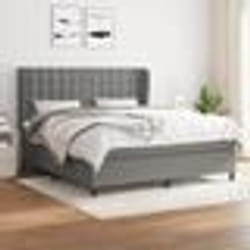 vidaXL Sommier à lattes de lit avec matelas Gris foncé 180x200cm Tissu - 180 x 200 cm
