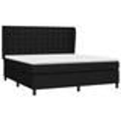 vidaXL Sommier à lattes de lit avec matelas Noir 180x200 cm Tissu - 180 x 200 cm
