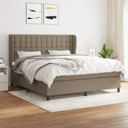 vidaXL Sommier à lattes de lit avec matelas Taupe 180x200 cm Tissu - 180 x 200 cm
