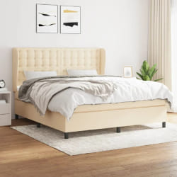 vidaXL Sommier à lattes de lit avec matelas Crème 180x200 cm Tissu - 180 x 200 cm