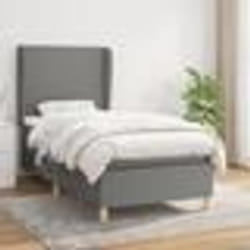 vidaXL Sommier à lattes de lit et matelas Gris foncé 90x190 cm Tissu - 90 x 190 cm