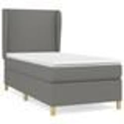 vidaXL Sommier à lattes de lit avec matelas Gris foncé 90x200 cm Tissu - 90 x 200 cm