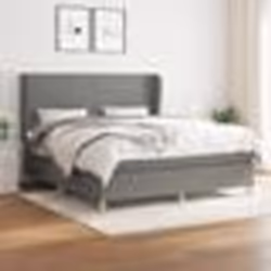 vidaXL Sommier à lattes de lit avec matelas Gris foncé 180x200cm Tissu - 180 x 200 cm