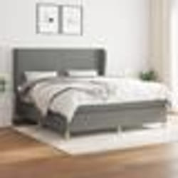 vidaXL Sommier à lattes de lit avec matelas Gris foncé 180x200cm Tissu - 180 x 200 cm