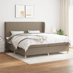 vidaXL Sommier à lattes de lit avec matelas Taupe 200x200 cm Tissu - 200 x 200 cm