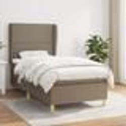 vidaXL Sommier à lattes de lit avec matelas Taupe 90x190 cm Tissu - 90 x 190 cm