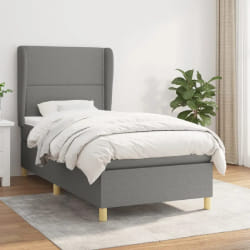vidaXL Lit avec matelas 90x200 cm - Gris foncé