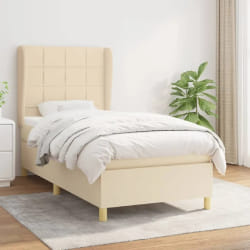 vidaXL Sommier à lattes de lit et matelas Crème 90x190 cm Tissu - 90 x 190 cm