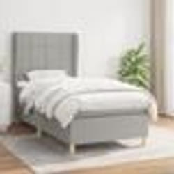 vidaXL Sommier à lattes de lit avec matelas Gris clair 90x200 cm Tissu - 90 x 200 cm