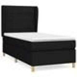 vidaXL Sommier à lattes de lit avec matelas Noir 90x200 cm Tissu - 90 x 200 cm