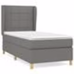 vidaXL Sommier à lattes de lit avec matelas Gris foncé 100x200cm Tissu - 100 x 200 cm