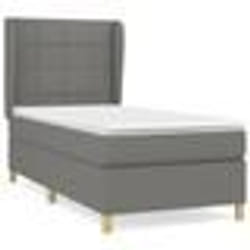 vidaXL Sommier à lattes de lit avec matelas Gris foncé 100x200cm Tissu - 100 x 200 cm
