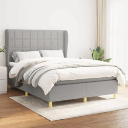 vidaXL Sommier à lattes de lit avec matelas Gris clair 140x200cm Tissu - 140 x 200 cm