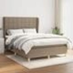 vidaXL Sommier à lattes de lit avec matelas Taupe 140x200 cm Tissu - 140 x 200 cm