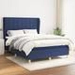 vidaXL Sommier à lattes de lit avec matelas Bleu 140x200 cm Tissu - 140 x 200 cm