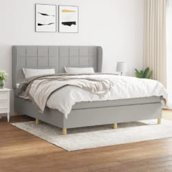vidaXL Sommier à lattes de lit avec matelas Gris clair 160x200cm Tissu - 160 x 200 cm