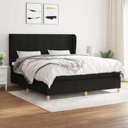 vidaXL Sommier à lattes de lit avec matelas Noir 160x200 cm Tissu - 160 x 200 cm