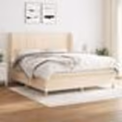 vidaXL Sommier à lattes de lit avec matelas Crème 160x200 cm Tissu - 160 x 200 cm