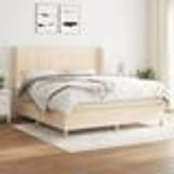 vidaXL Sommier à lattes de lit avec matelas Crème 160x200 cm Tissu - 160 x 200 cm