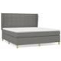 vidaXL Sommier à lattes de lit avec matelas Gris foncé 180x200cm Tissu - 180 x 200 cm